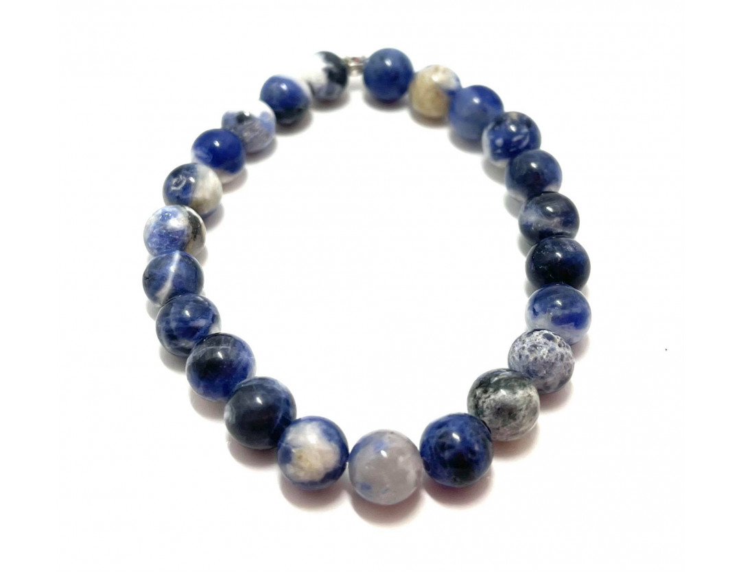 SODALITE BLEU ET BLANCHE 8 MM