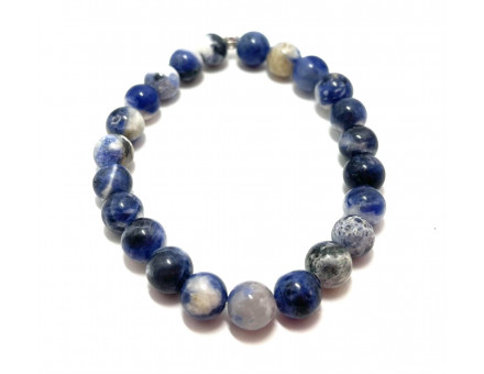 SODALITE BLEU ET BLANCHE 8 MM