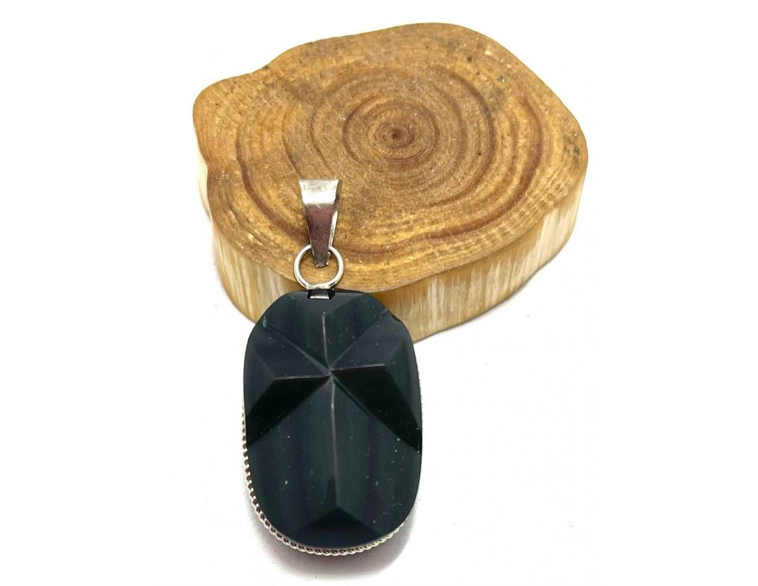 Pendentif obsidienne oeil celeste top pierre de protection puissant