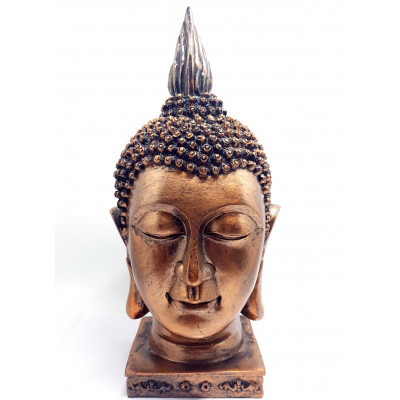 Tete bouddha resine bronze