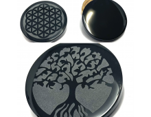 PLAQUE MIROIR OBSIDIENNE NOIRE 7 CM