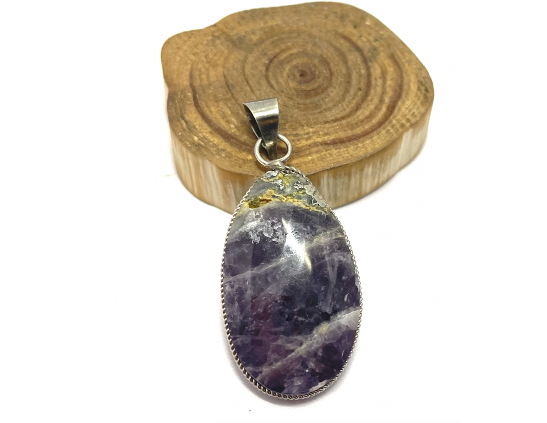 PENDENTIF AMÉTHYSTE & PYRITE - TRÈS RARE
