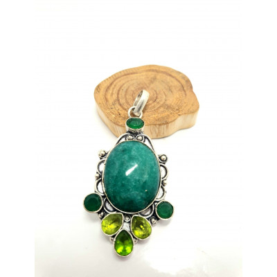 PENDENTIF EMERAUDE ET PERIDOT