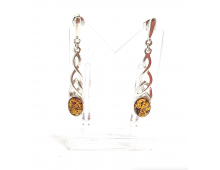 BOUCLE TRESSE PENDANTE - AMBRE & ARGENT