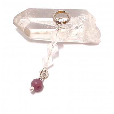 PENDENTIF QUARTZ ROSE CLAIRE & RUBIS