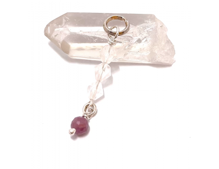 PENDENTIF QUARTZ ROSE CLAIRE & RUBIS