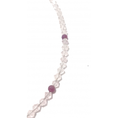 COLLIER CRÉATION 4MM QUARTZ ROSE & RUBIS