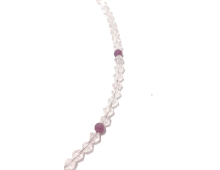 COLLIER CRÉATION 4MM QUARTZ ROSE & RUBIS