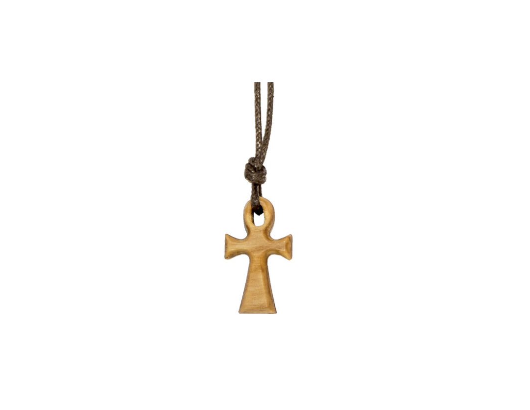 CROIX ANKH CLÉ DE VIE 2 CM EN BOIS D'OLIVIER