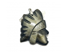 PENDENTIF INDIEN OBSIDIENNE DORÉE