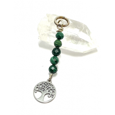 PENDENTIF FIN MALACHITE ARBRE DE VIE