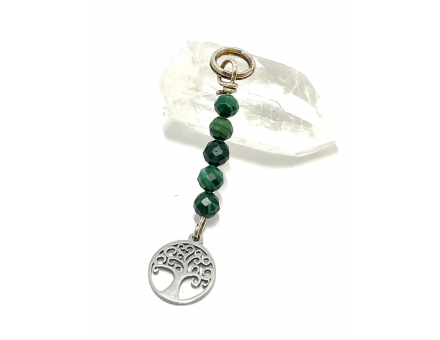 PENDENTIF FIN MALACHITE ARBRE DE VIE