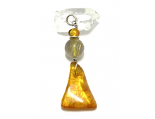 PENDENTIF "RESPIRATOIRE" - AMBRE ET QUARTZ RUTILÉ