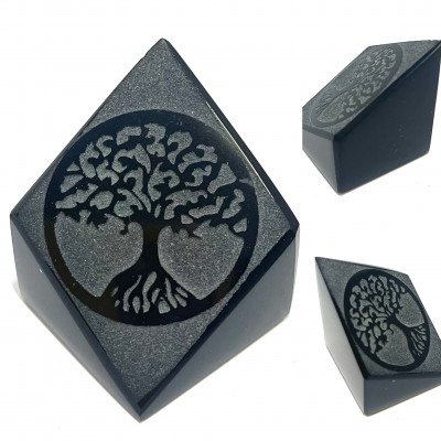 ARBRE DE VIE GRAVÉ SUR OBSIDIENNE NOIRE