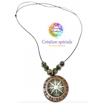 PENDENTIF GÉOMÉTRIE BOIS & PIERRES