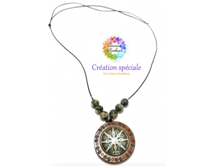 PENDENTIF GÉOMÉTRIE BOIS & PIERRES