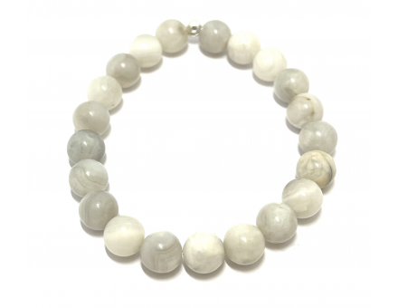 AGATE CRASY LACE BLANCHE 8 MM