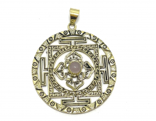 MÉDAILLE BRONZE & QUARTZ ROSE