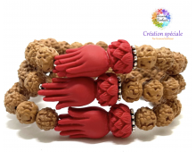 RUDRAKSHA GRAINES & LOTUS MUDRA 8 MM  - BRACELET CRÉATION LITHOTHÉRAPIE