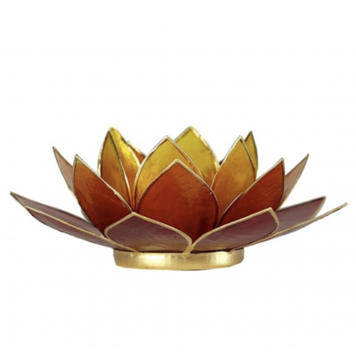 ECLAIRAGE LOTUS  ROUGE ORANGE JAUNE BORDS OR