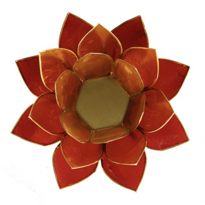 ECLAIRAGE LOTUS  ROUGE ORANGE JAUNE BORDS OR