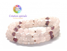 QUARTZ ROSE & TOURMALINE ROSE - CRÉATION SPÉCIALE BRACELET LITHOTHÉRAPIE