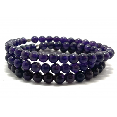 AMÉTHYSTE FONCÉ 6 MM  - BRACELET LITHOTHÉRAPIE