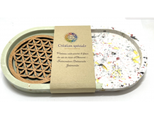 GRAND PLATEAU JESMONITE ET FLEUR DE VIE BOIS