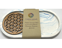 GRAND PLATEAU JESMONITE ET FLEUR DE VIE BOIS