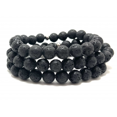 PIERRE DE LAVE 8MM - BRACELET LITHOTHÉRAPIE