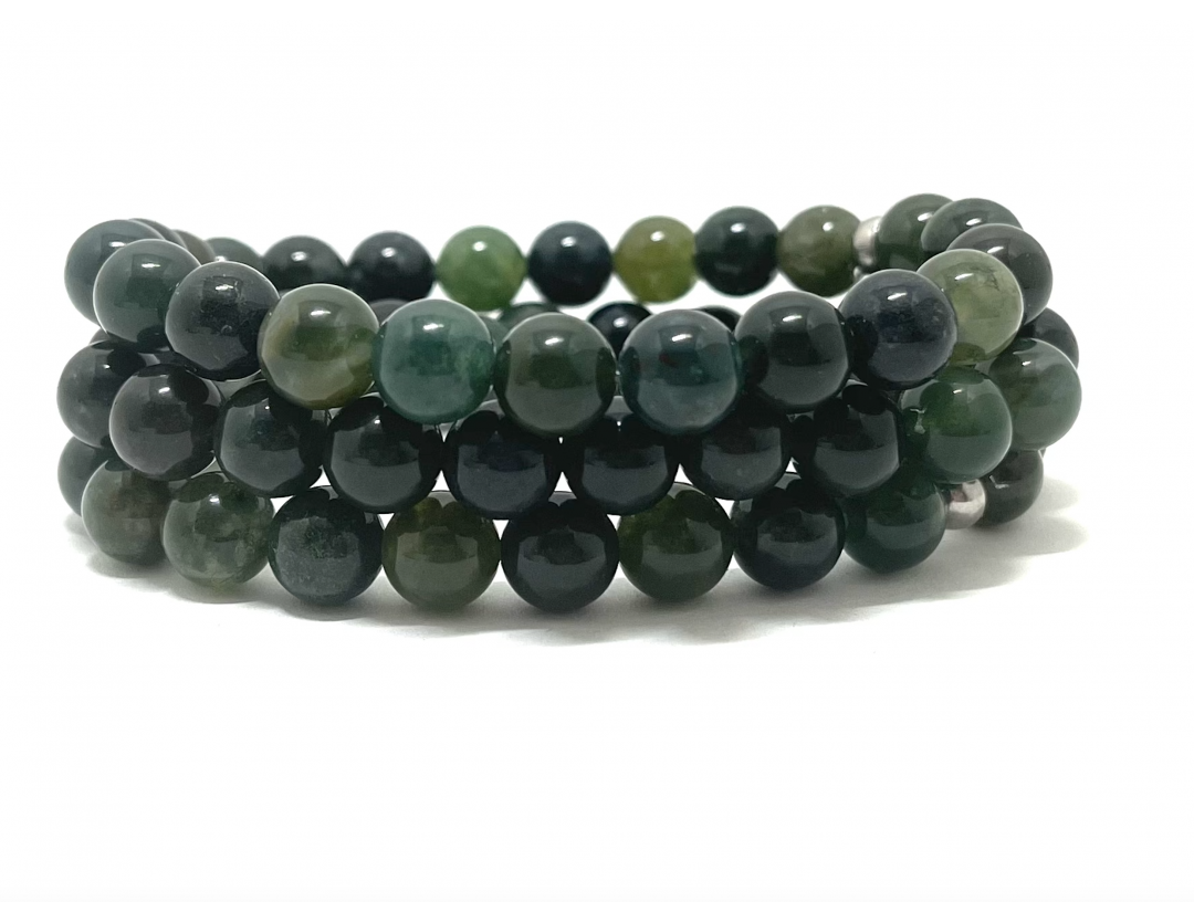 AGATE MOUSSE 8MM - BRACELET LITHOTHÉRAPIE