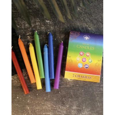 LOT DE 7BOUGIES RITUEL TEINTÉES DANS LA MASSE - 13 CM