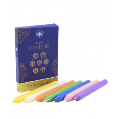 LOT DE 7 BOUGIES RITUEL ANGES TEINTÉES DANS LA MASSE - 13 CM