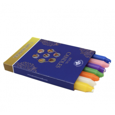 LOT DE 7 BOUGIES RITUEL ANGES TEINTÉES DANS LA MASSE - 13 CM