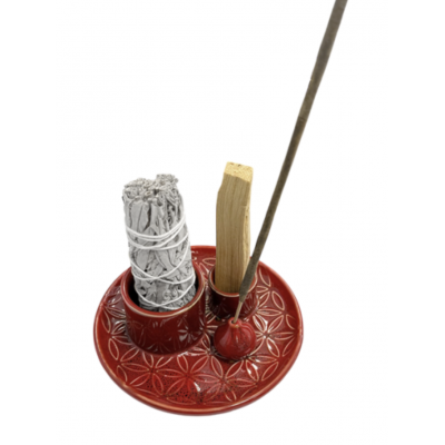 PORTE ENCENS CÉRAMIQUE FLEUR DE VIE