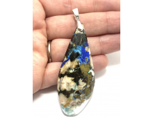 PENDENTIF EXCEPTION AZURITE CHALCOPYRITE BARYTE ET MAGNÉSITE  DU MAROC