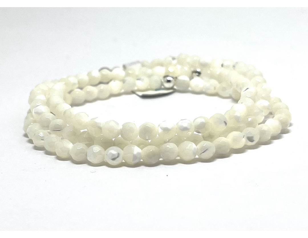 NACRE 4 MM FACETTE - BRACELET LITHOTHÉRAPIE