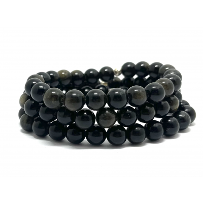 OBSIDIENNE DOREE 8 MM - BRACELET LITHOTHÉRAPIE