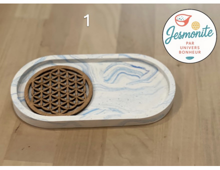 GRAND PLATEAU JESMONITE ET FLEUR DE VIE BOIS