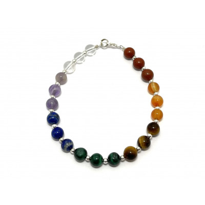 BRACELET 7 CHAKRAS FERMOIR ARGENT 925