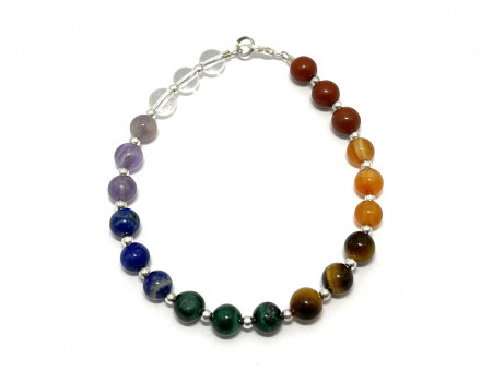 BRACELET 7 CHAKRAS FERMOIR ARGENT 925