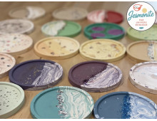 VIDE POCHE JESMONITE ET FLEUR DE VIE EN BOIS