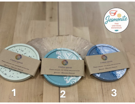 VIDE POCHE JESMONITE ET FLEUR DE VIE EN BOIS