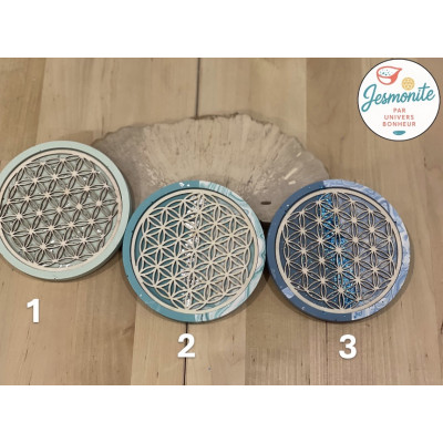 VIDE POCHE JESMONITE ET FLEUR DE VIE EN BOIS