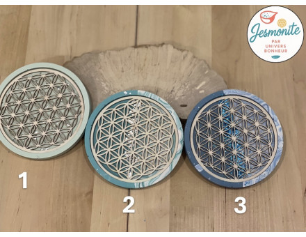 VIDE POCHE JESMONITE ET FLEUR DE VIE EN BOIS