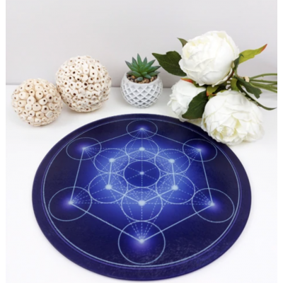 PLAQUE DYNAMISANTE 30 CM- CUBE DE METATRON BLEU