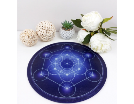PLAQUE DYNAMISANTE 30 CM- CUBE DE METATRON BLEU