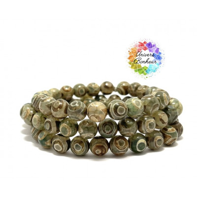 AGATE TIBETAINE DZI - TIBET - 8 MM