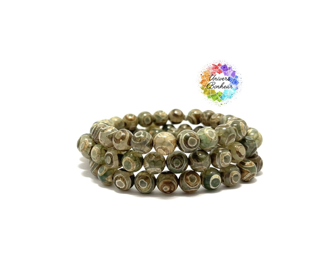 AGATE TIBETAINE DZI - TIBET - 8 MM