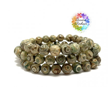 AGATE TIBETAINE DZI - TIBET - 8 MM